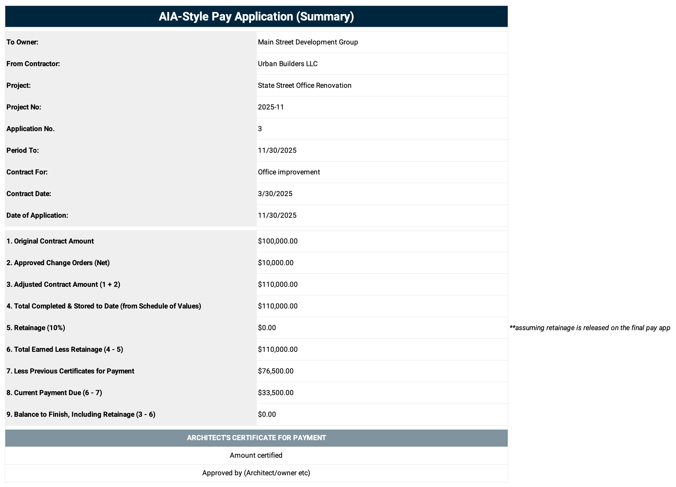 AIA-Style Pay Application-Invoice Example Final Bill