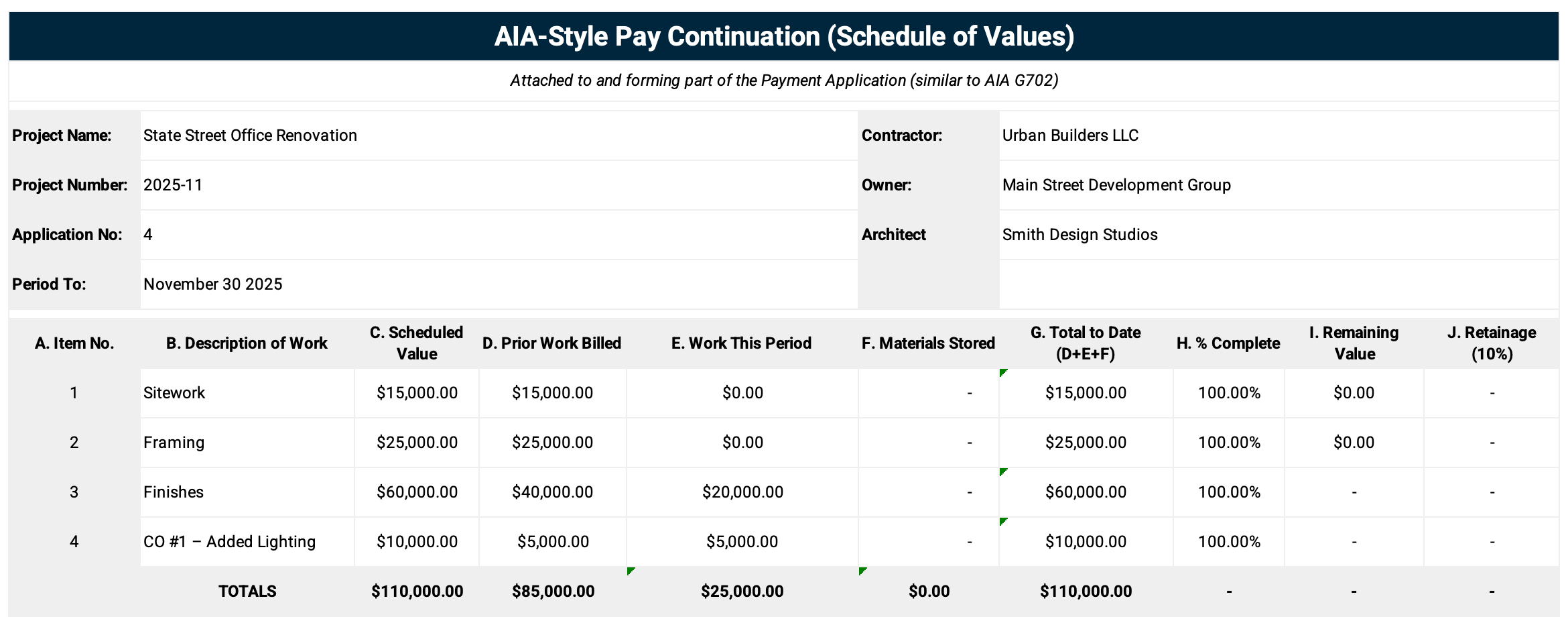 AIA-Style Pay Continuation-Invoice Example Final Bill
