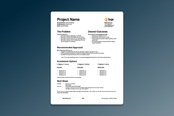 BQE CORE 1-Page Proposal template - Icon