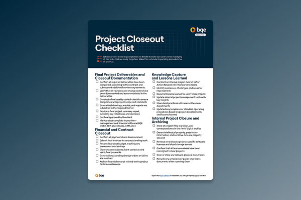 BQE Tools & Templates - Thumbnail - Project Closeout Checklist