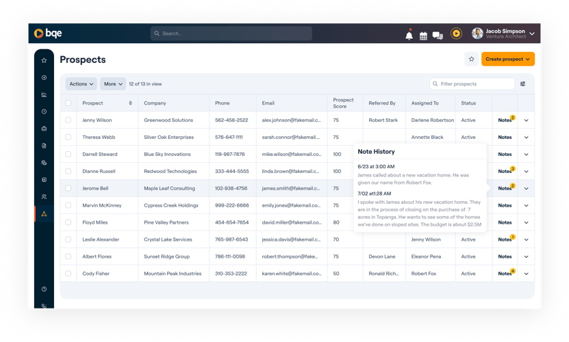CRM Prospect Notes