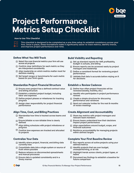 Checklist - Project Performance Metrics Setup-1