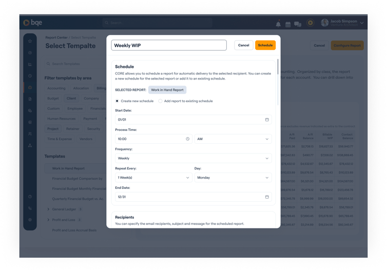 Report Schedule, WIP - Pull on-demand client updates
